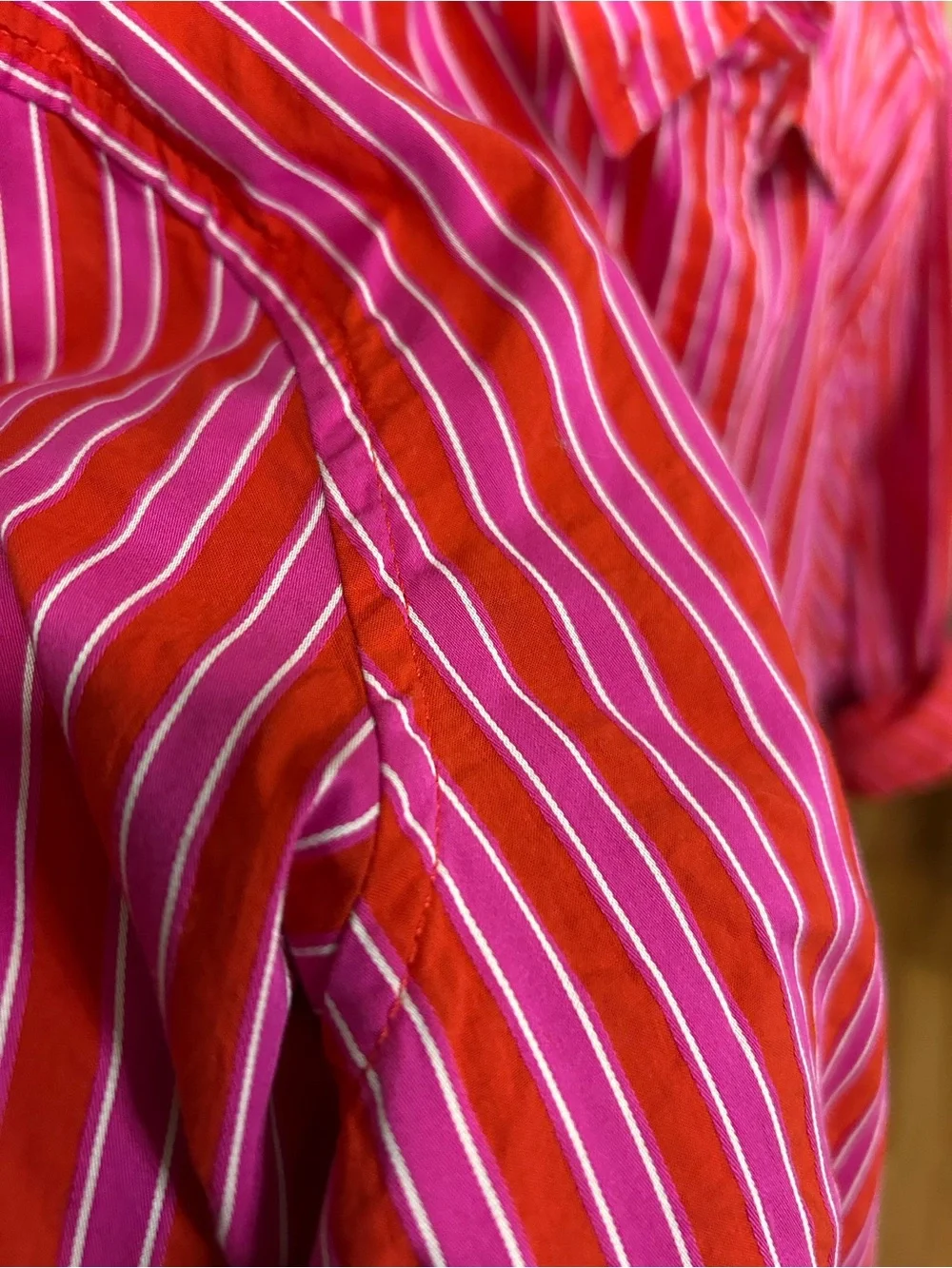 J. Crew cotton striped button up shirt pink red size 22 with chest pocket plus